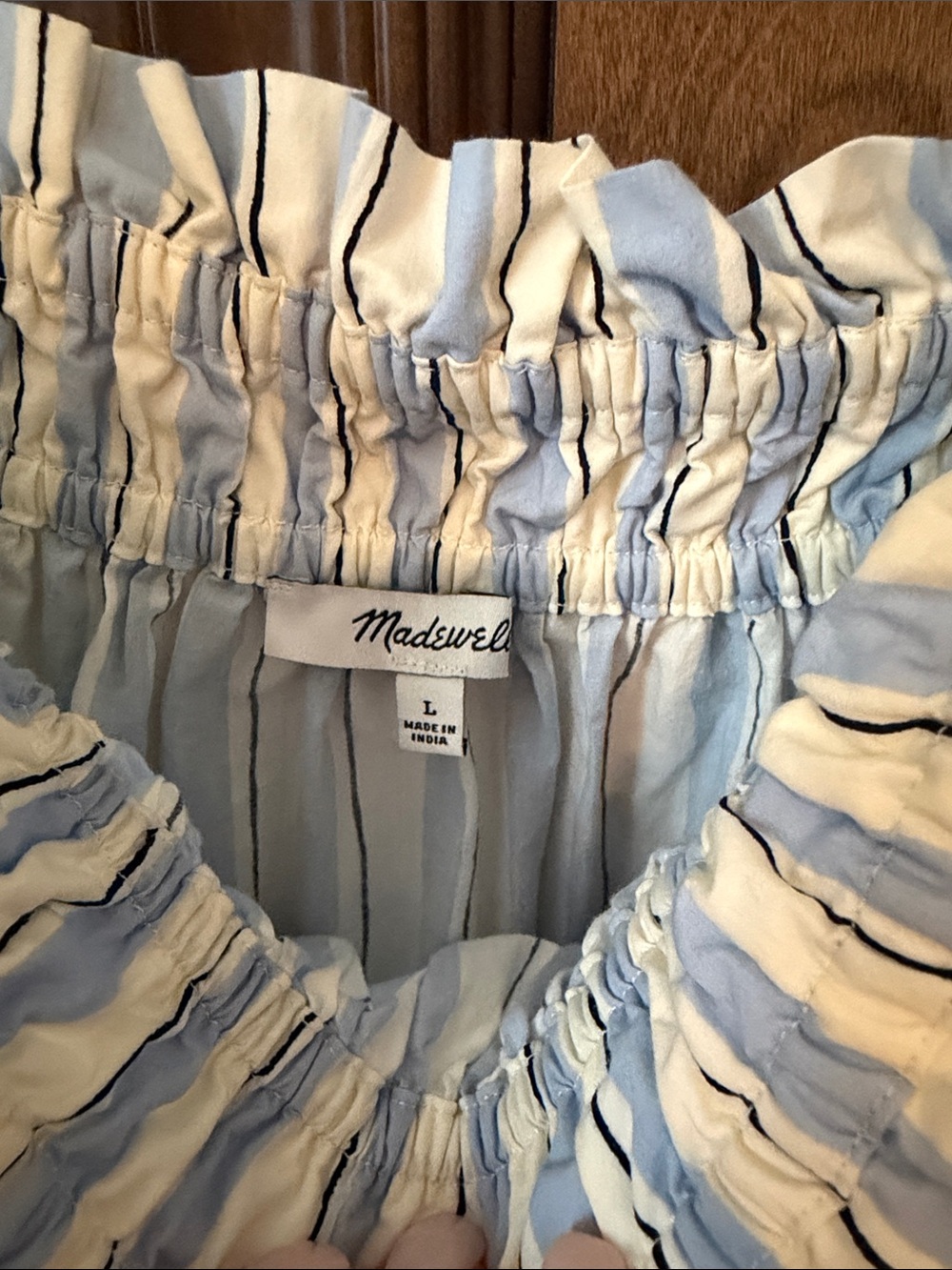Women's Blue and White Striped Maxi Dress - Picture 3 of 3